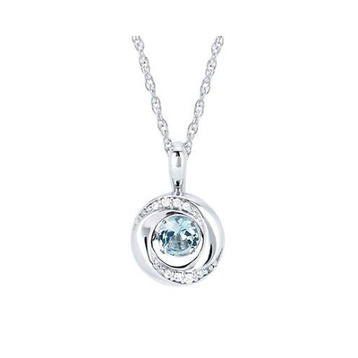 photo number one of Sterling Silver shimmering aquamarine pendant with diamond accents on an 18'' chain item 001-230-01272