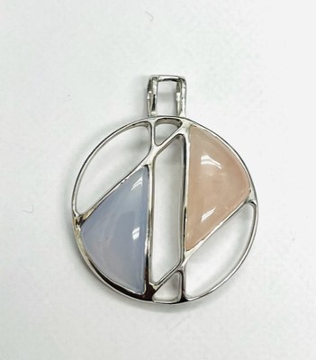 photo number one of Sterling silver rose quartz and chalcedony pendant (without chain) item 001-230-01281