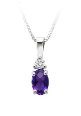 photo number one of 18'' chain with sterling silver synthetic February birthstone pendant item 001-230-01304