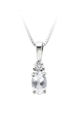 photo number one of 18'' sterling silver chain with synthetic April birthstone pendant item 001-230-01306