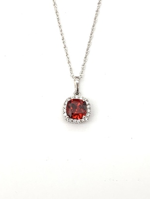 photo number one of Sterling Silver lab created January halo pendant with 18'' chain item 001-230-01314
