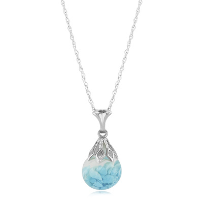 photo number one of Sterling silver floating turquoise pendant with chain item 001-230-01333