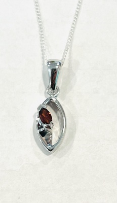 photo number one of Sterling silver garnet pendant on a 18'' chain item 001-230-01357