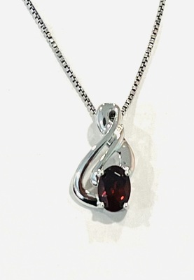 photo number one of Sterling silver garnet pendant on 18'' chain item 001-230-01359