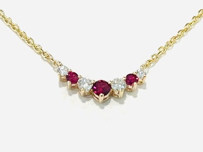 photo number one of 14 karat yellow gold ruby and diamond pendant on 18'' chain item 001-230-01364