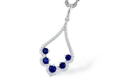 photo number one of 14 karat white gold sapphire and diamond accented pendant on a 18'' chain item 001-230-01369