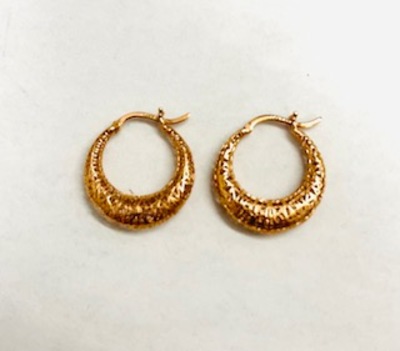 photo number one of 14 karat rose gold laser printed hoop earrings item 001-315-00653