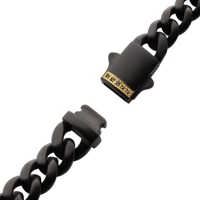 photo number one of 8'' matte IP black stainless cuban style bracelet item 001-325-00150