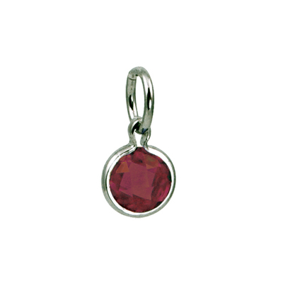 photo number one of Sterling silver 5mm synthetic January birthstone charm item 001-410-00201