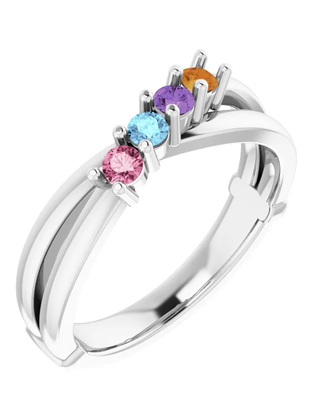photo number one of Sterling silver mothers ring with 4 imitation colored stones item 001-410-00530