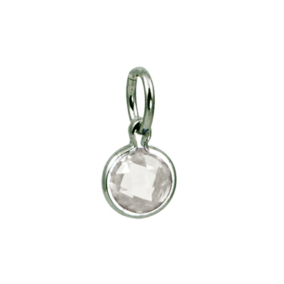 photo number one of Sterling silver synthetic April 5mm round birthstone charm item 001-410-00582