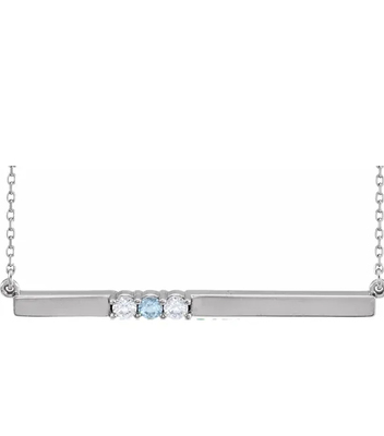 photo number one of Sterling silver bar necklace with 3 imitation colored stones item 001-410-00638