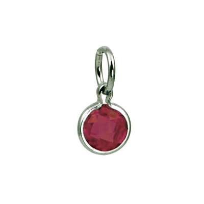 photo number one of Sterling silver synthetic July round birthstone charm item 001-410-00644