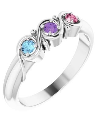 photo number one of Sterling mothers ring with 3 imitation colored stones item 001-410-00660