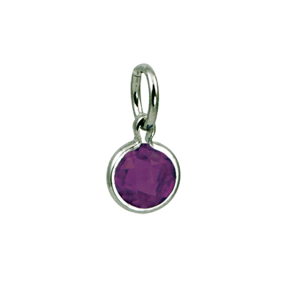 photo number one of Sterling slver synthetic February 5mm round birthstone charm item 001-410-00688