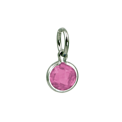 photo number one of Sterling silver synthetic October round birthstone charm item 001-410-00702
