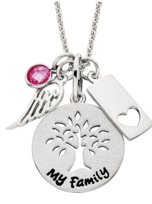 photo number one of 18'' sterling silver chain with My Family pendant, charms sold separately item 001-410-00708