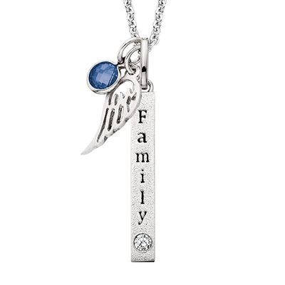 photo number one of Sterling silver 18'' chain with Family stick pendant and white topaz accent (charms not included) item 001-410-00718