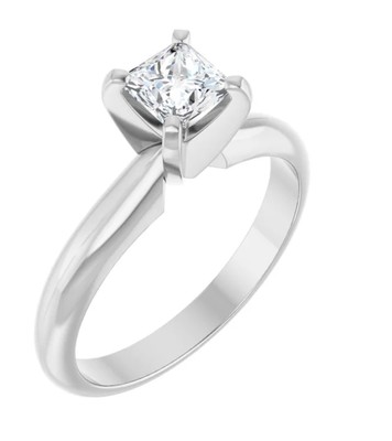 photo number one of 14 karat white gold solitaire with 0.41 carat princess cut natural diamond SI1 clarity F/G color item 001-421-00046