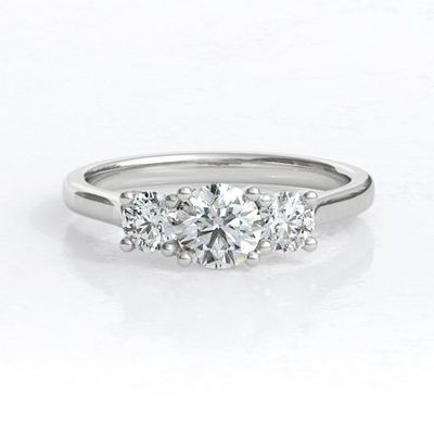 photo number one of 14 karat white gold 3 stone ring with 0.46 carat total weight natural diamonds item 001-425-00135