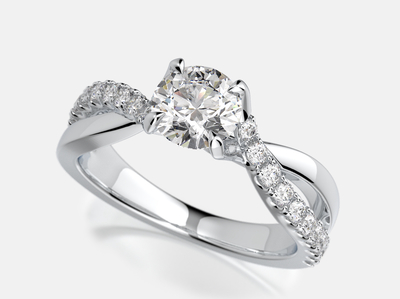 photo number one of 14 karat white gold Engagement Ring with split band 0.13 carat total weight of diamond accents (Center Stone Sold Separately) item 001-500-00002