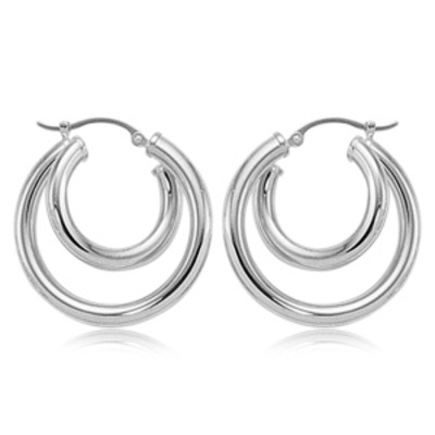photo number one of Sterling silver double hoop earrings item 001-704-00213
