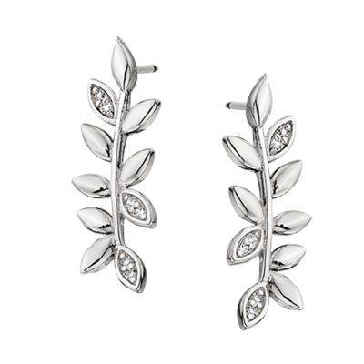 photo number one of Sterling silver Vine earrings with diamond accents item 001-704-00281