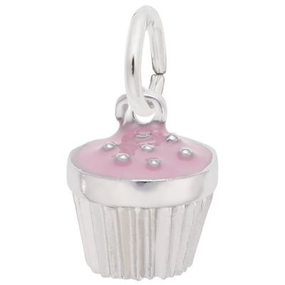 photo number one of Sterling silver pink cupcake charm item 001-710-02323
