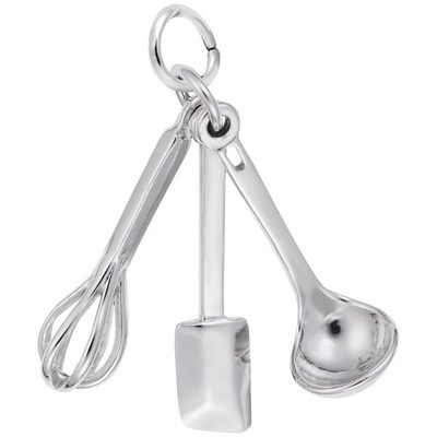 photo number one of Sterling silver cooking utensils charm item 001-710-02594