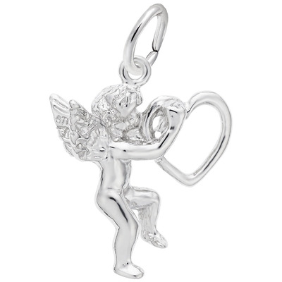 photo number one of Sterling silver angel with heart charm item 001-710-02633