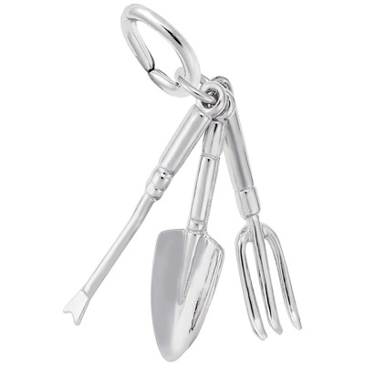 photo number one of Sterling silver Garden Tools charm item 001-710-02775
