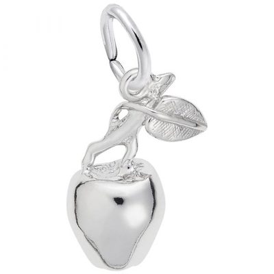 photo number one of Sterling silver apple with leaf charm item 001-710-02815