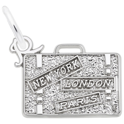 photo number one of Sterling silver suitcase charm item 001-710-02969
