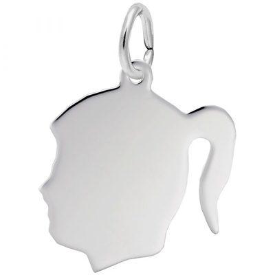 photo number one of Sterling silver Girl with ponytail charm item 001-710-03075
