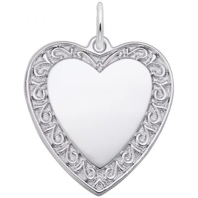 photo number one of Sterling silver Scroll Heart Charm item 001-710-03370