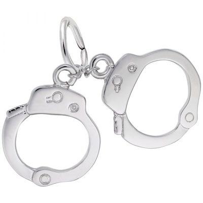 photo number one of Sterling silver handcuffs charm item 001-710-03446