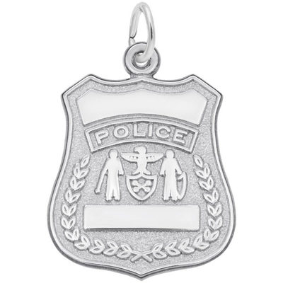 photo number one of Sterling silver police badge charm item 001-710-03447