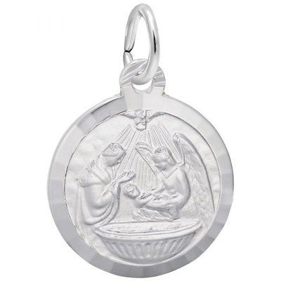 photo number one of Sterling silver Baptism charm, engravable item 001-710-03466