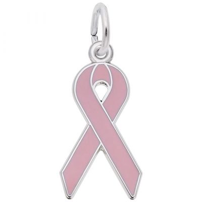 photo number one of Sterling silver Pink ribbon charm item 001-710-03479
