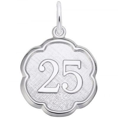 photo number one of Sterling silver 25 scalloped disc charm, engravable item 001-710-03490