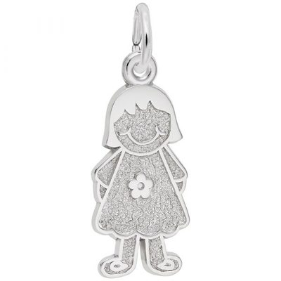 photo number one of Sterling silver Girl with flower dress charm item 001-710-03494