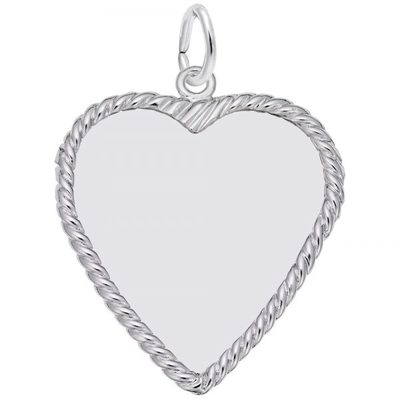 photo number one of Sterling sliver 1 inch x 1 inch Heart with rope edge engravable charm item 001-710-03496