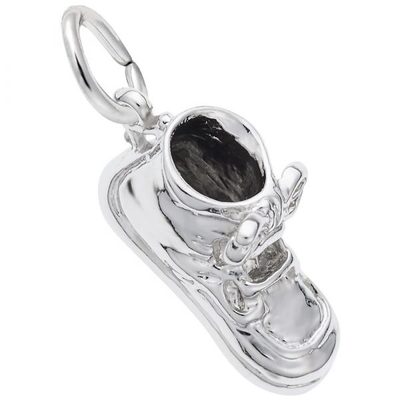 photo number one of Sterling silver engravable Baby Shoe charm item 001-710-03499