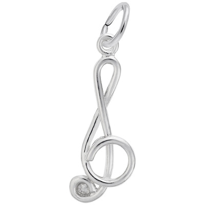 photo number one of Sterling silver treble clef charm item 001-710-03593