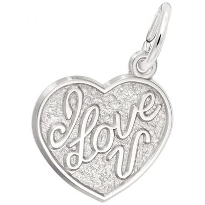 photo number one of Sterling silver I love you charm item 001-710-03605
