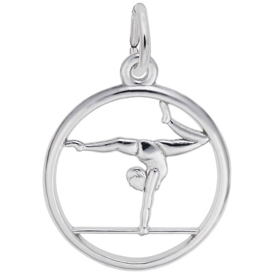 photo number one of Sterling silver gymnast charm item 001-710-03629