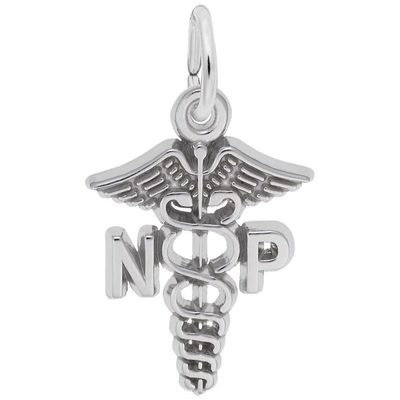 photo number one of Sterling silver nurse practitioner charm item 001-710-03650