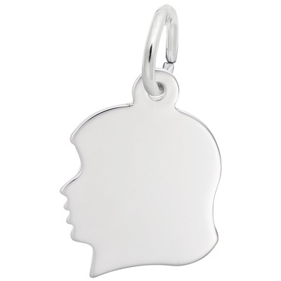 photo number one of Sterling silver girls head charm item 001-710-03744