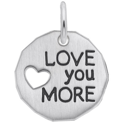 photo number one of Sterling silver Love You more charm item 001-710-03756