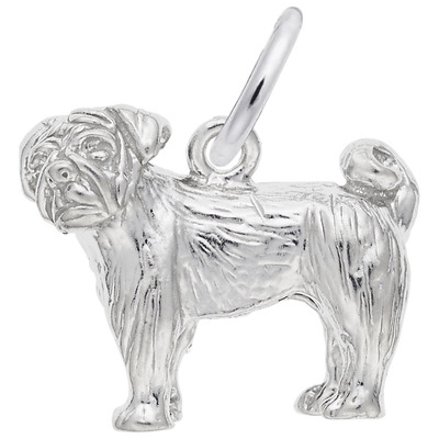 photo number one of Sterling silver Pug dog charm item 001-710-03759